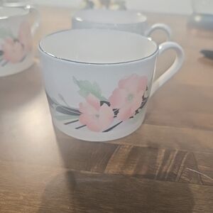 Sango Jolie -Korea -Large Pink Flowers - 2 3/8" Flat Cups -Set of 9